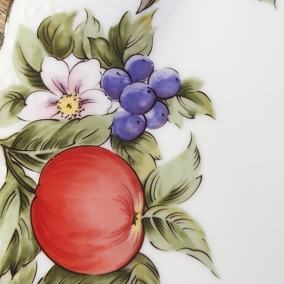Vintage Dillard's Fruit & Floral 10" Porcelain Plate and Server w/ Gold Trim - Picture 9 of 10
